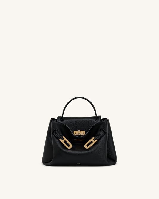 Rhea Small Pebbled Double Buckle Shoulder Bag - Black | JW PEI