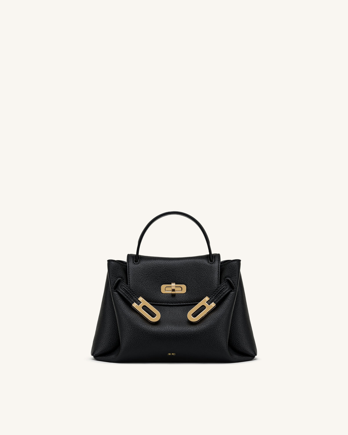Rhea Small Pebbled Double Buckle Shoulder Bag - Black | JW PEI