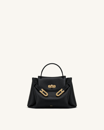 Rhea Small Pebbled Double Buckle Shoulder Bag - Black | JW PEI
