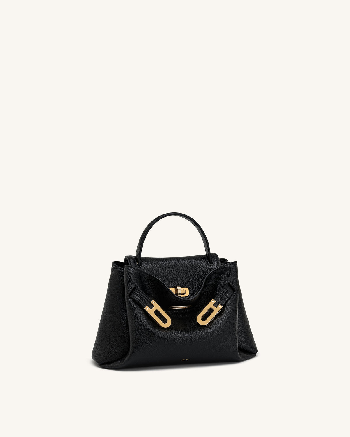 Rhea Small Pebbled Double Buckle Shoulder Bag - Black | JW PEI