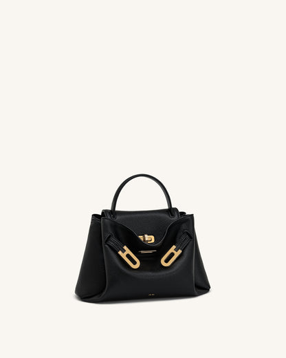 Rhea Small Pebbled Double Buckle Shoulder Bag - Black | JW PEI