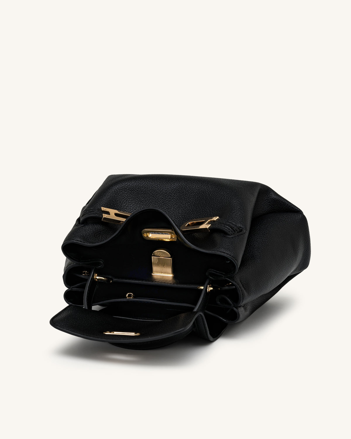 Rhea Small Pebbled Double Buckle Shoulder Bag - Black | JW PEI