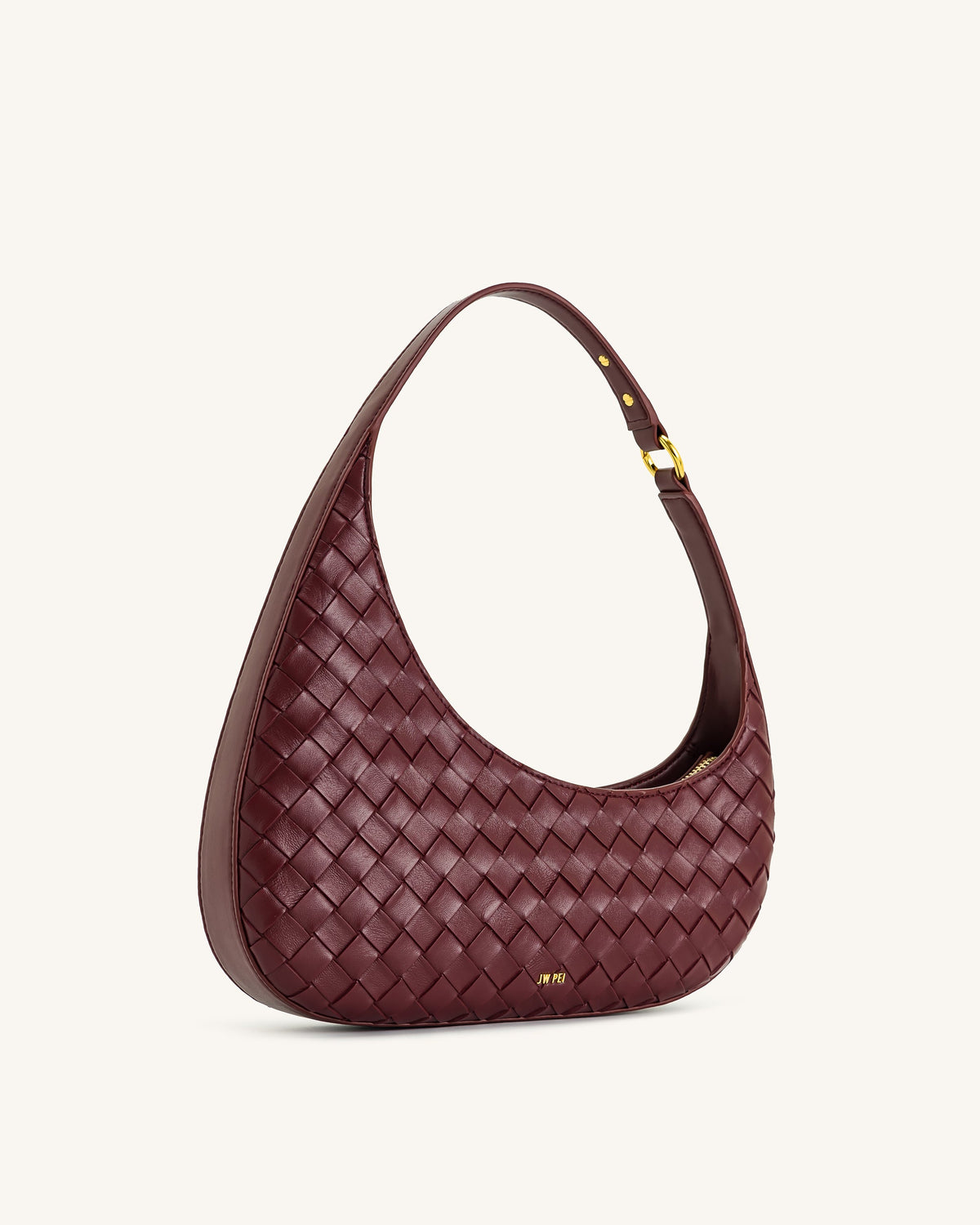 Harlee Weave Texture Shoulder Bag - Burgundy | JW PEI