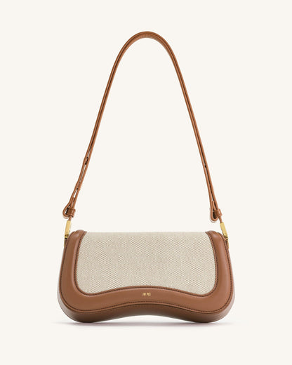 Joy Shoulder Bag - Brown Canvas | JW PEI