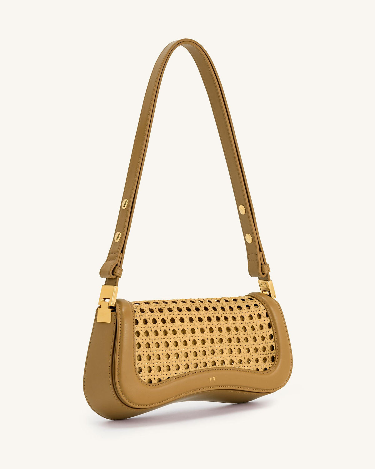 Joy Faux Bamboo Woven Shoulder Bag - Brown | JW PEI