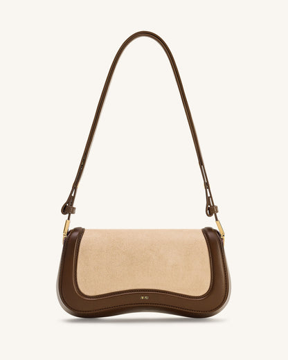 Joy Faux Suede Shoulder Bag - Khaki Brown | JW PEI