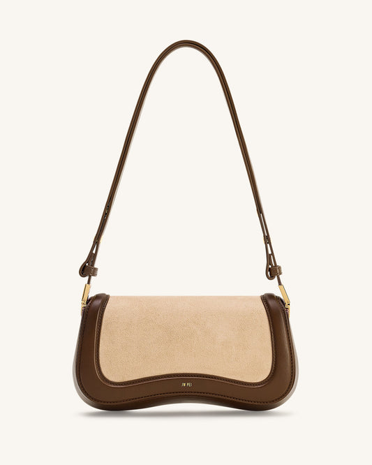 Joy Faux Suede Shoulder Bag - Khaki Brown | JW PEI
