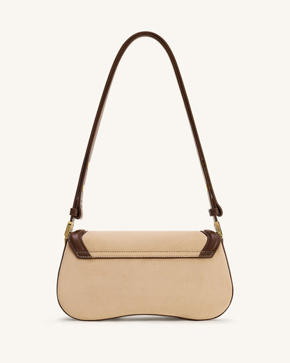 Joy Faux Suede Shoulder Bag - Khaki Brown | JW PEI