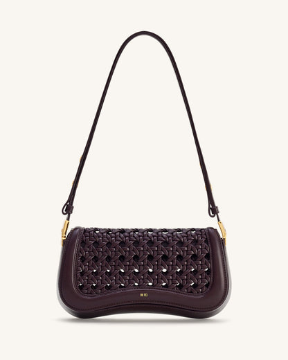 Joy Woven Shoulder Bag - Dark Red | JW PEI