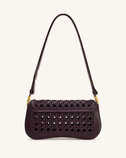 Joy Woven Shoulder Bag - Dark Red | JW PEI