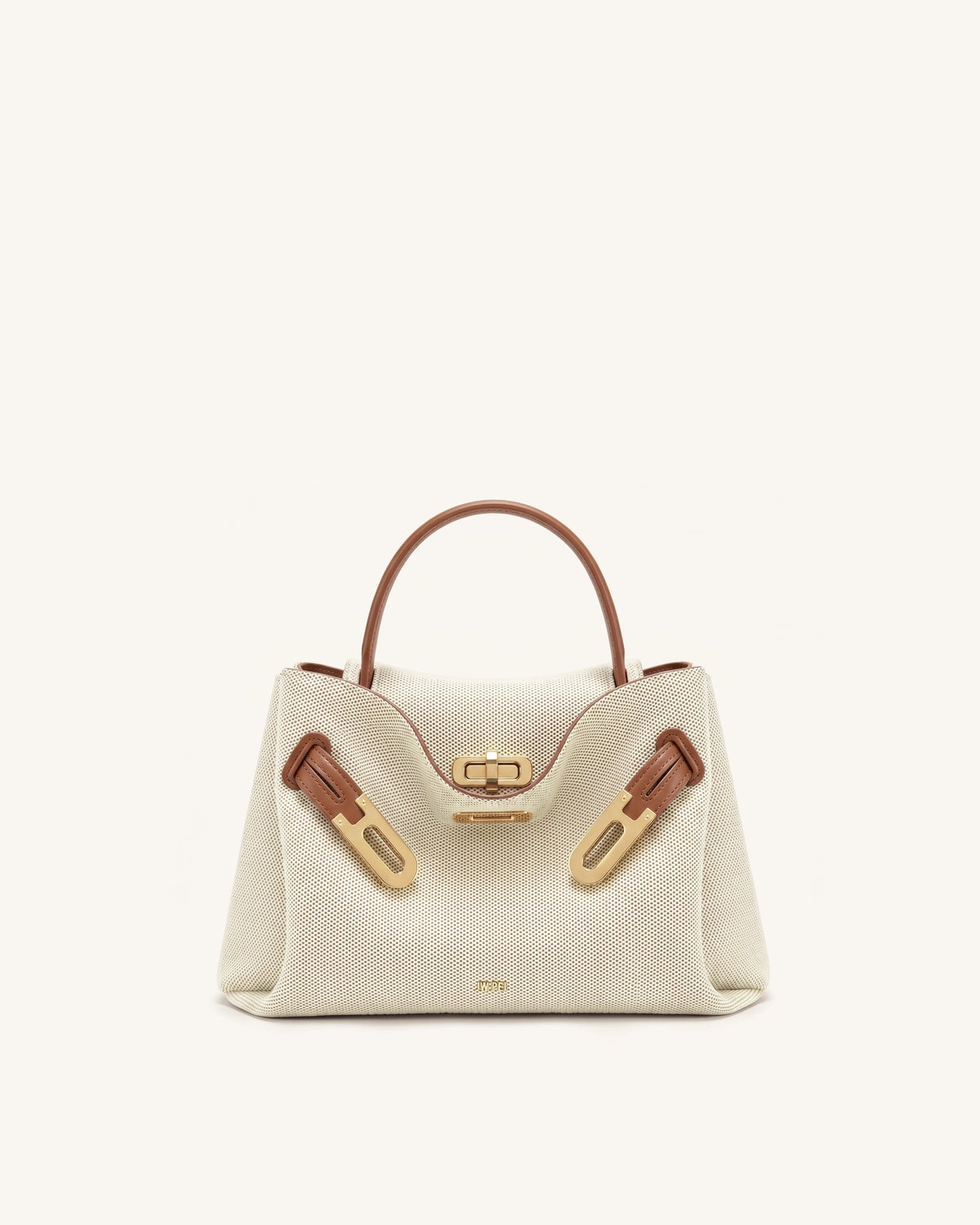 Rhea Small Double Buckle Shoulder Bag - Brown Canvas | JW PEI