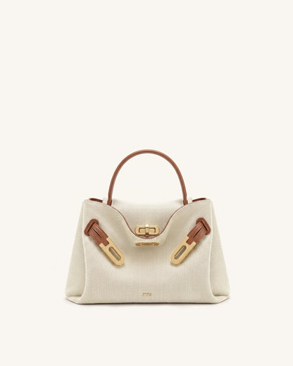 Rhea Small Double Buckle Shoulder Bag - Brown Canvas | JW PEI