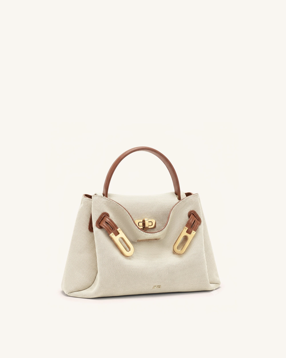 Rhea Small Double Buckle Shoulder Bag - Brown Canvas | JW PEI