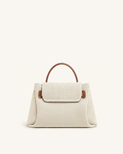 Rhea Small Double Buckle Shoulder Bag - Brown Canvas | JW PEI