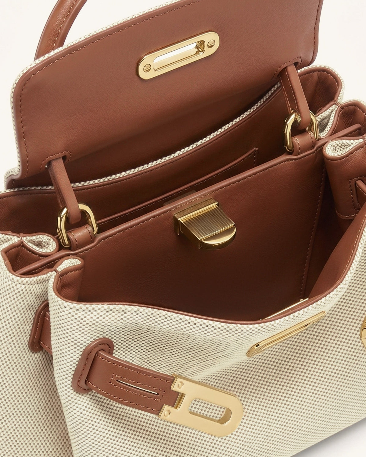 Rhea Small Double Buckle Shoulder Bag - Brown Canvas | JW PEI