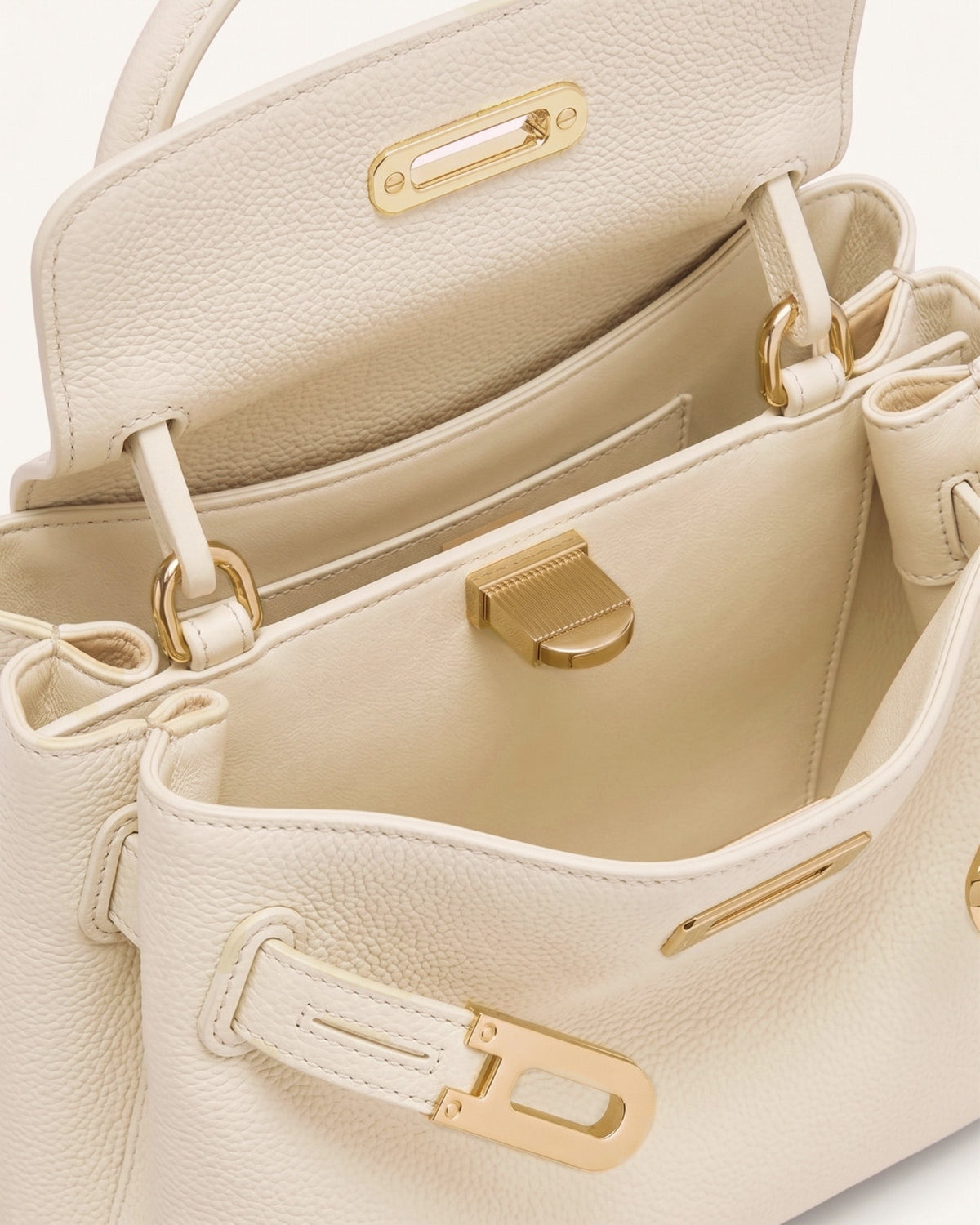 Rhea Small Pebbled Double Buckle Shoulder Bag - White | JW PEI