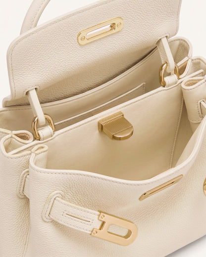 Rhea Small Pebbled Double Buckle Shoulder Bag - White | JW PEI