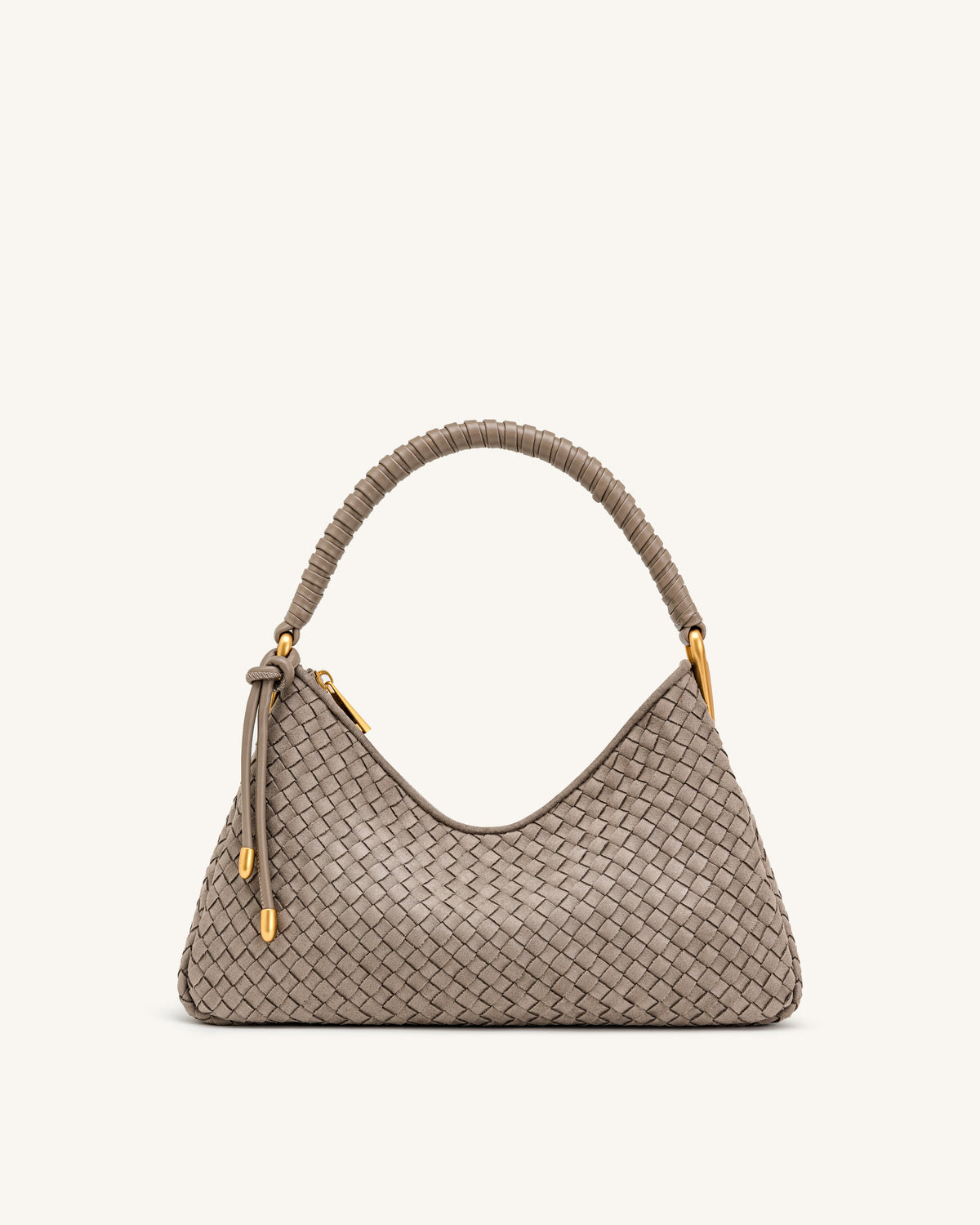 Lorena Woven Faux Suede Shoulder Bag - Stone Taupe | JW PEI
