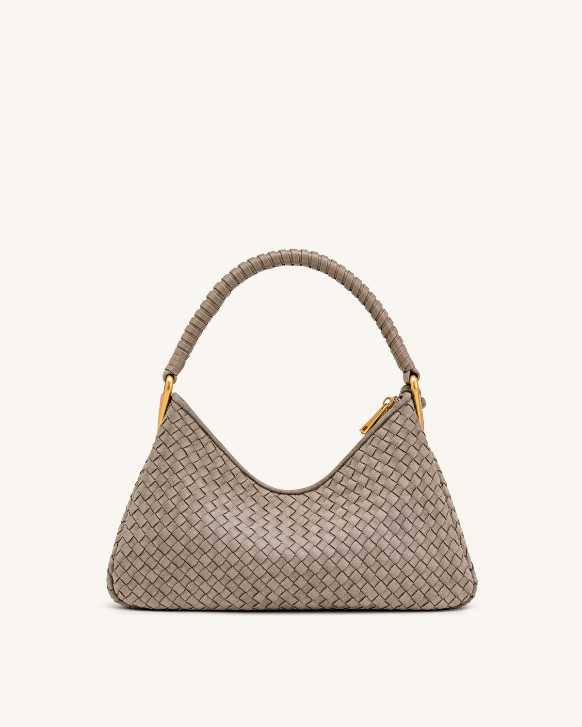 Lorena Woven Faux Suede Shoulder Bag - Stone Taupe | JW PEI