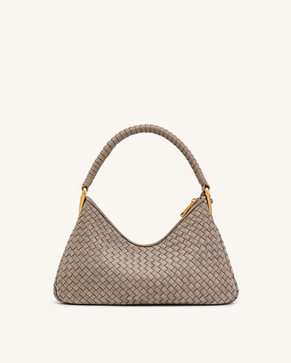 Lorena Woven Faux Suede Shoulder Bag - Stone Taupe | JW PEI