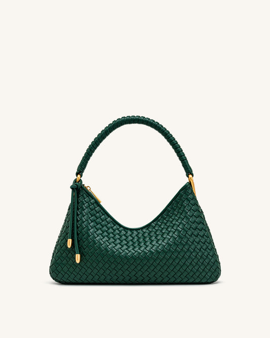 Lorena Woven Shoulder Bag - Emerald Green | JW PEI