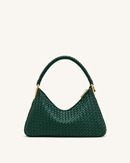 Lorena Woven Shoulder Bag - Emerald Green | JW PEI