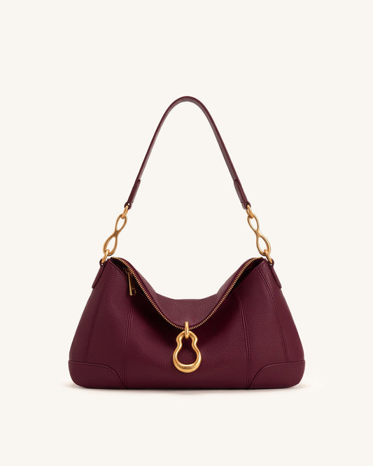 Jayla Metal Pendant Embellished Shoulder Bag - Burgundy | JW PEI
