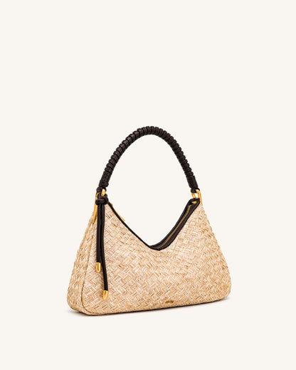 Lorena Faux Straw Shoulder Bag - Brown | JW PEI
