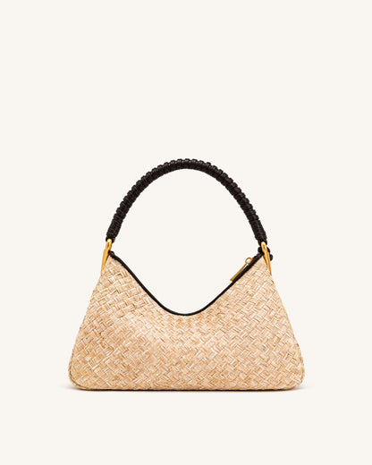 Lorena Faux Straw Shoulder Bag - Brown | JW PEI