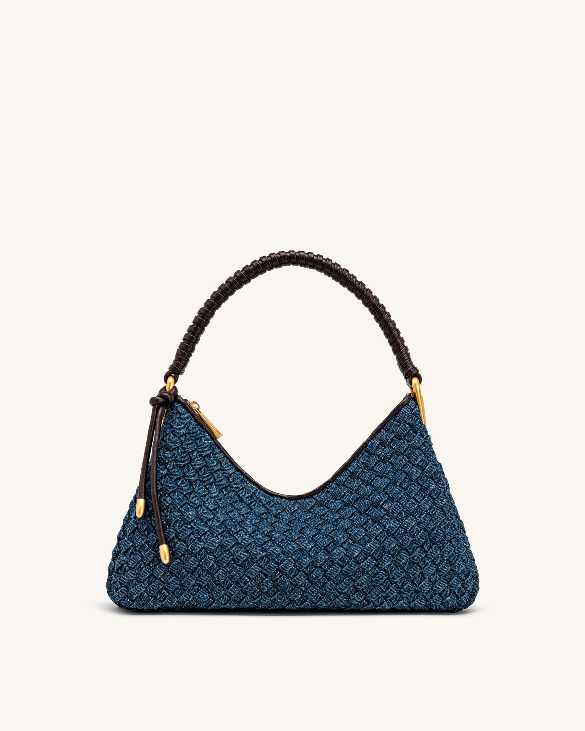 Lorena Woven Denim Shoulder Bag - Dark Blue | JW PEI