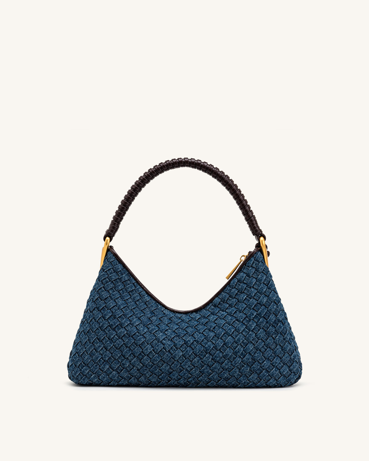 Lorena Woven Denim Shoulder Bag - Dark Blue | JW PEI