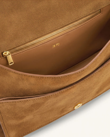 Avery Fringe Faux Suede Shoulder Bag - Brown | JW PEI