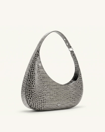 Harlee Shoulder Bag - Light Grey Croc | JW PEI