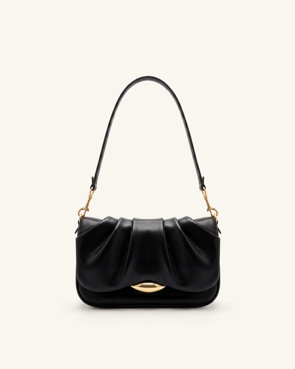 Sofia Ruched Shoulder Bag - Black | JW PEI