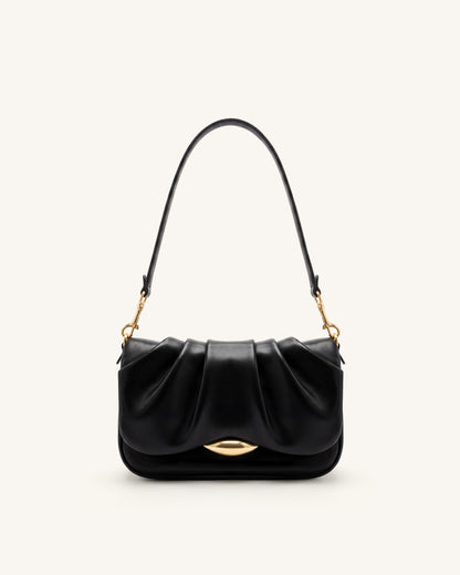Sofia Ruched Shoulder Bag - Black | JW PEI
