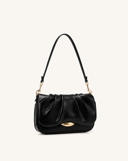 Sofia Ruched Shoulder Bag - Black | JW PEI