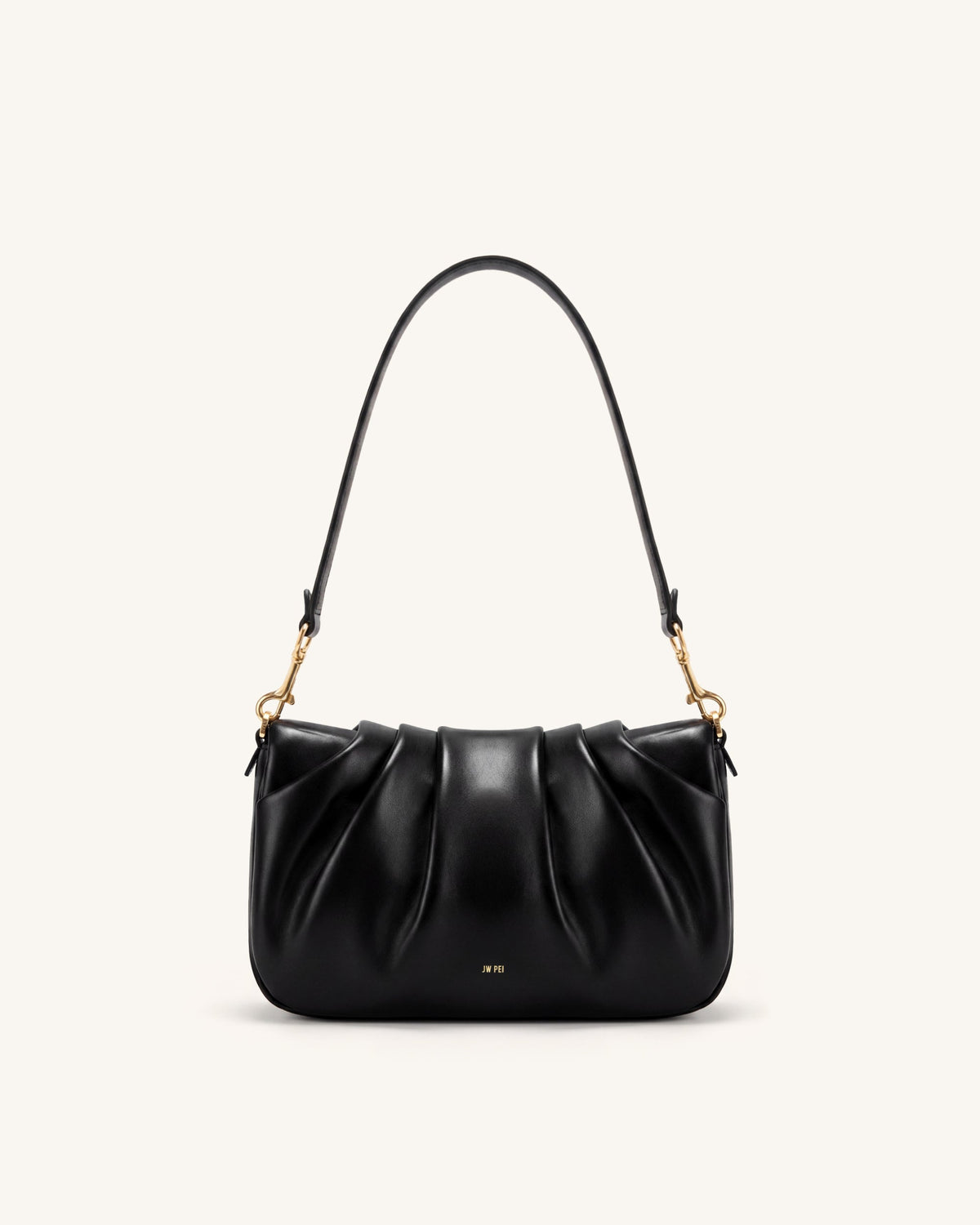Sofia Ruched Shoulder Bag - Black | JW PEI