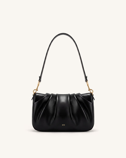 Sofia Ruched Shoulder Bag - Black | JW PEI