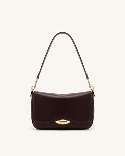 Sofia Classic Flap Shoulder Bag - Dark Brown | JW PEI
