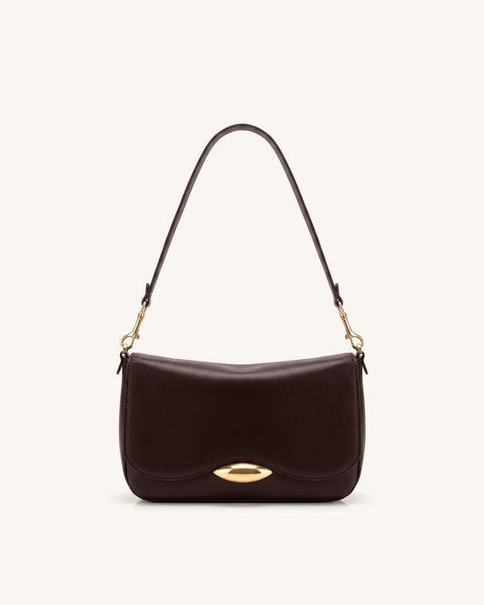 Sofia Classic Flap Shoulder Bag - Dark Brown | JW PEI