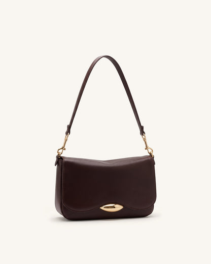 Sofia Classic Flap Shoulder Bag - Dark Brown | JW PEI
