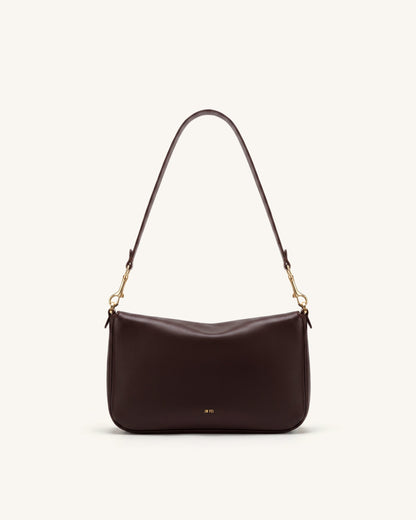 Sofia Classic Flap Shoulder Bag - Dark Brown | JW PEI