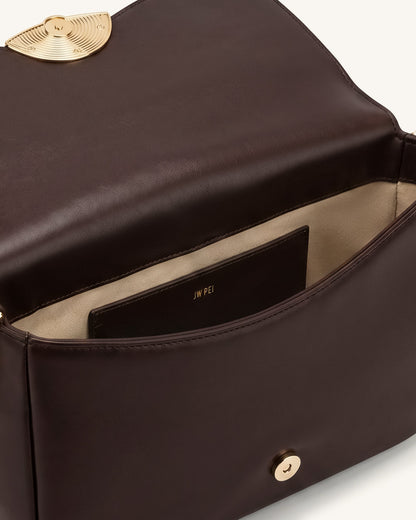 Sofia Classic Flap Shoulder Bag - Dark Brown | JW PEI