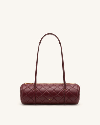Marcella Quilted Cylinder Shoulder Bag - Burgundy | JW PEI