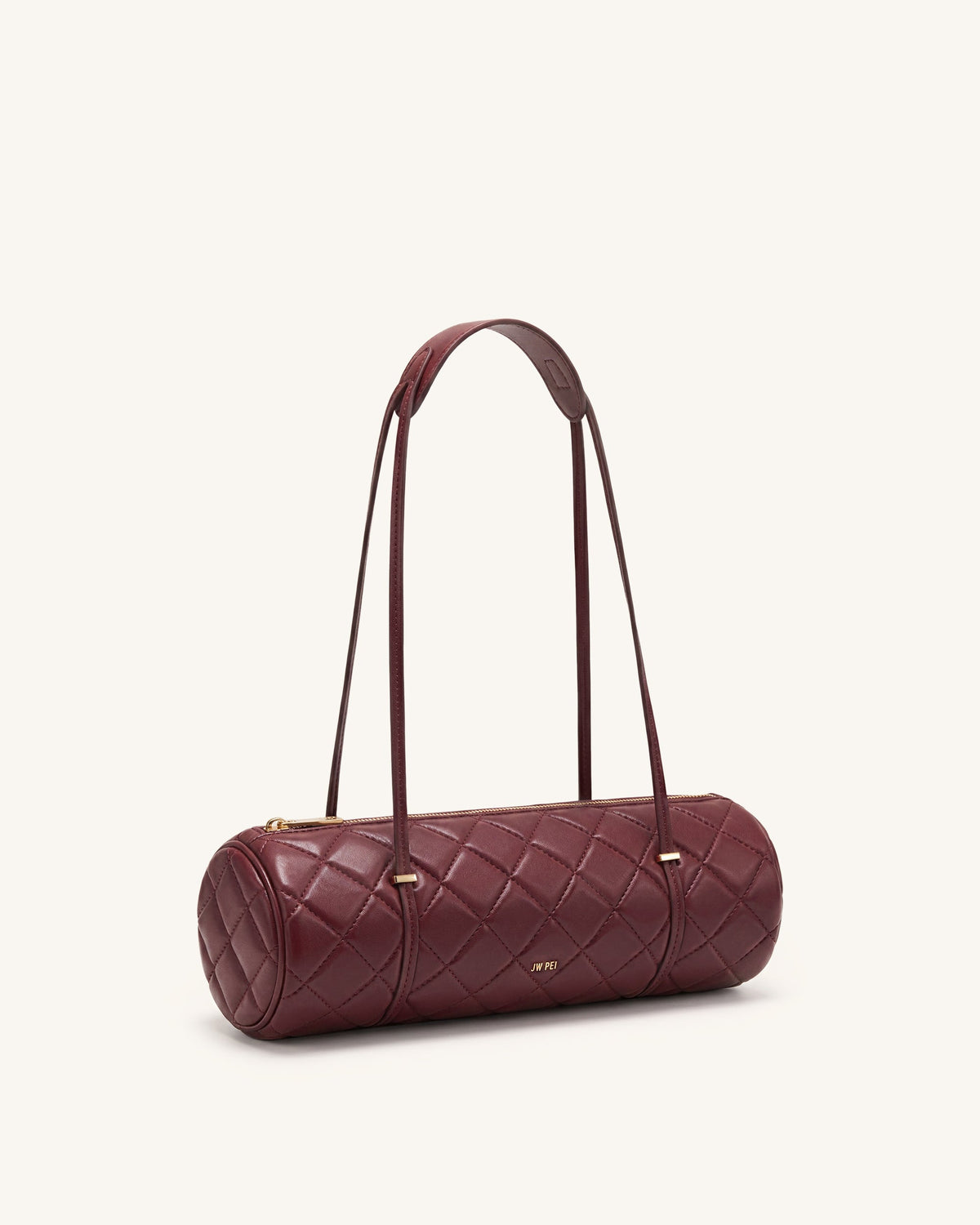 Marcella Quilted Cylinder Shoulder Bag - Burgundy | JW PEI