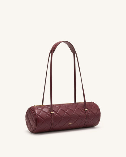 Marcella Quilted Cylinder Shoulder Bag - Burgundy | JW PEI