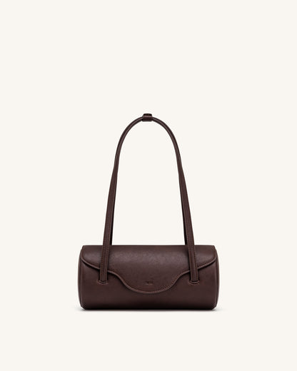 Solenne Barrel Shoulder Bag - Dark Brown | JW PEI