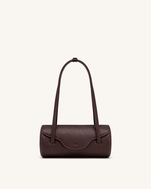 Solenne Barrel Shoulder Bag - Dark Brown | JW PEI