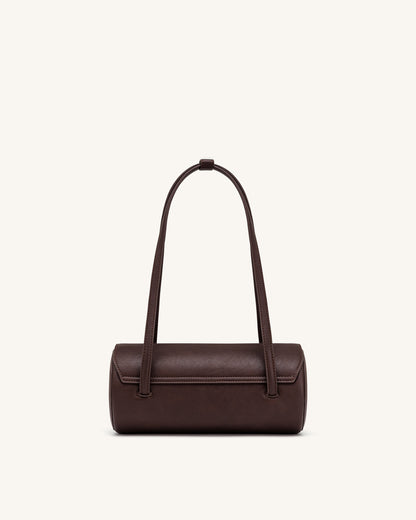 Solenne Barrel Shoulder Bag - Dark Brown | JW PEI