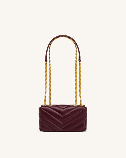 Riley Dachshund Quilted Flap Shoulder Bag - Deep Burgundy | JW PEI